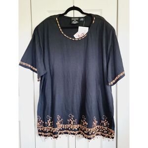 Shopping With Anthony‎ 3X Black Shirt Safari Africa Theme NWT *Beads Missing*